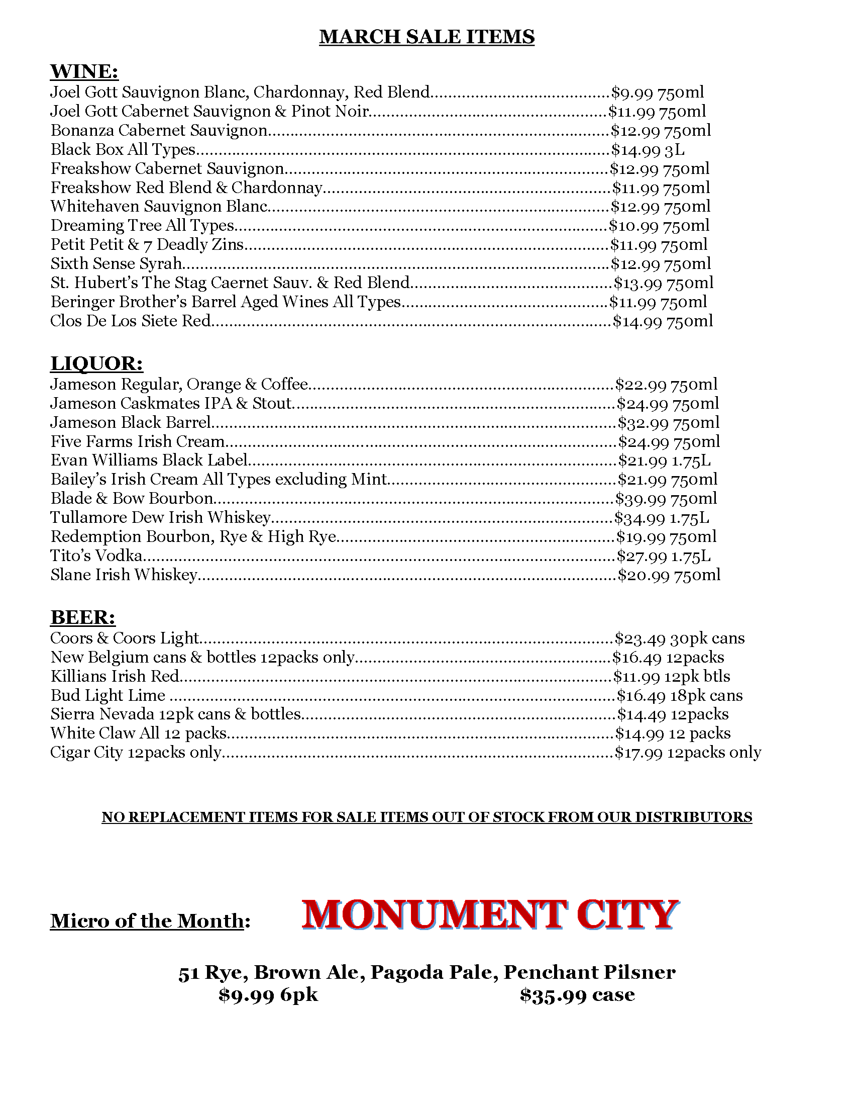 Check out the March sale items at Mt. Airy Liquors! icon
