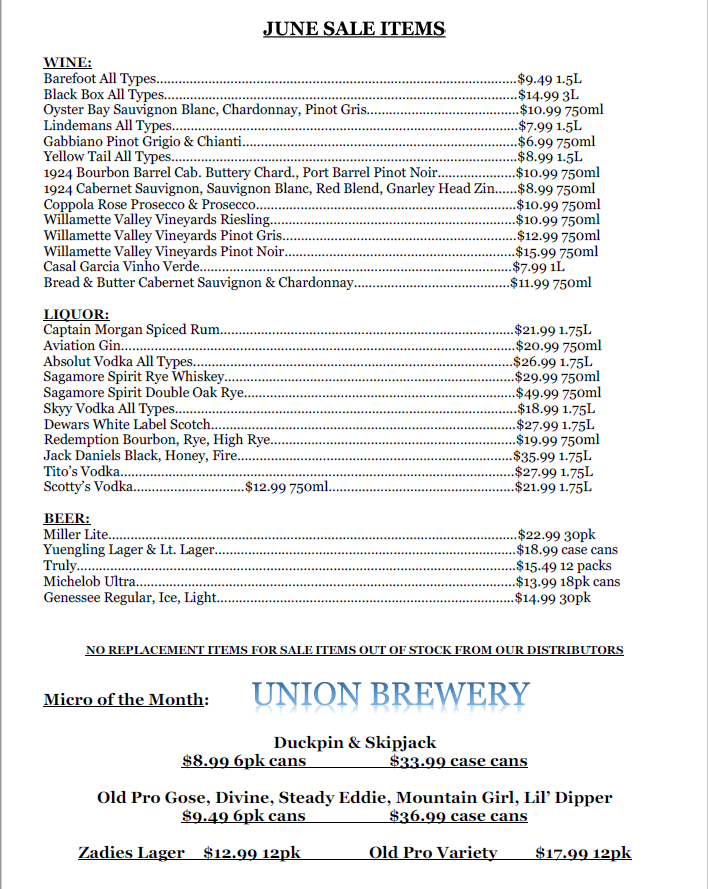 Check out the June sales at Mt. Airy Liquors! icon