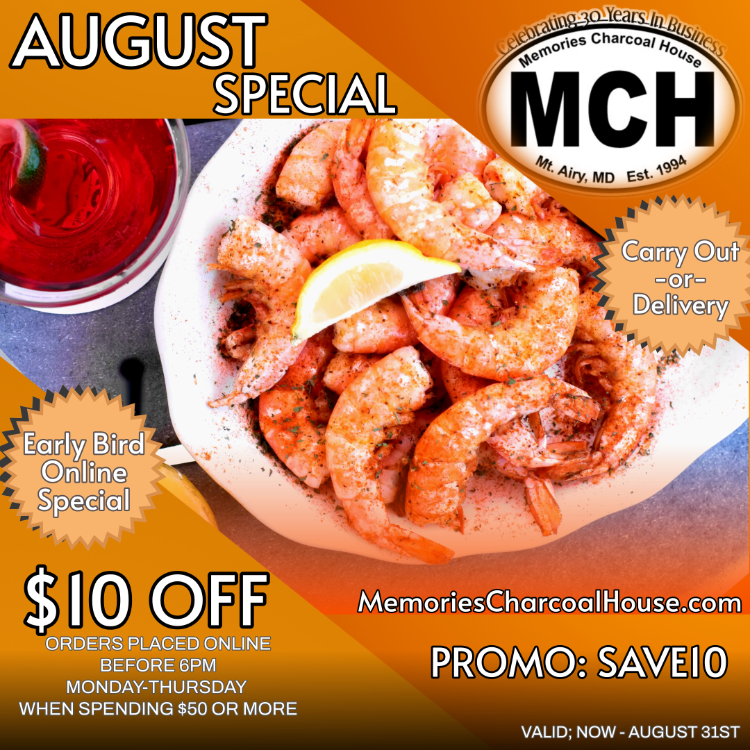 August Savings at Memories Charcoal House! icon