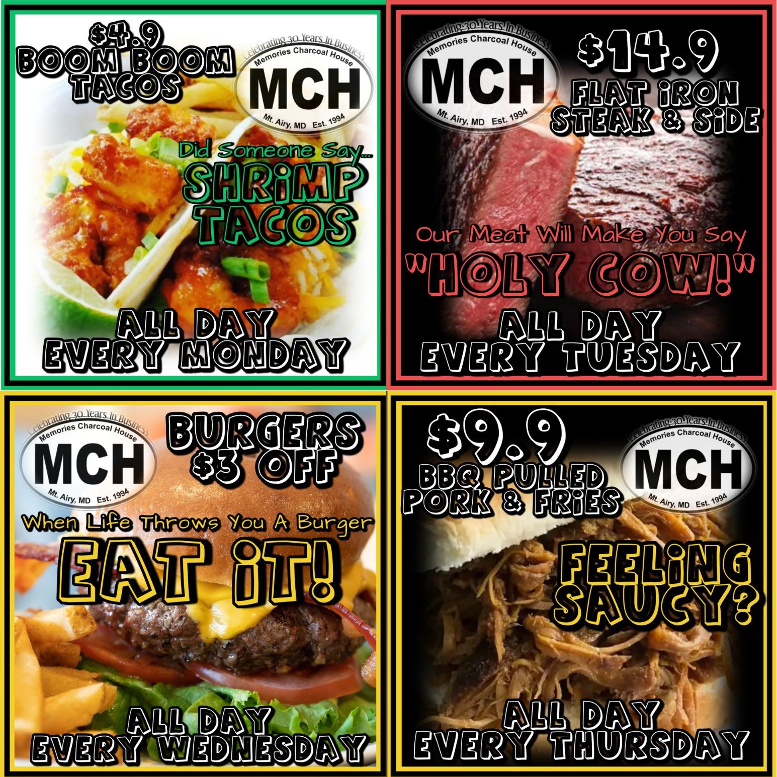 Discover Daily Specials at Memories Charcoal House! icon