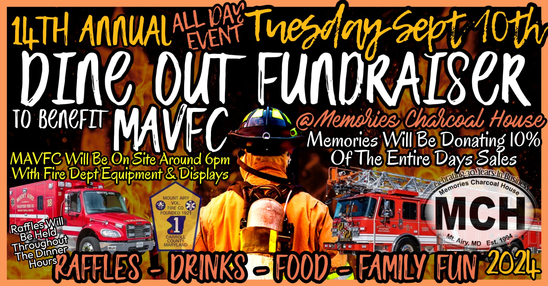 14th Annual Dine Out Fundraiser at Memories Charcoal House – September 10th! icon