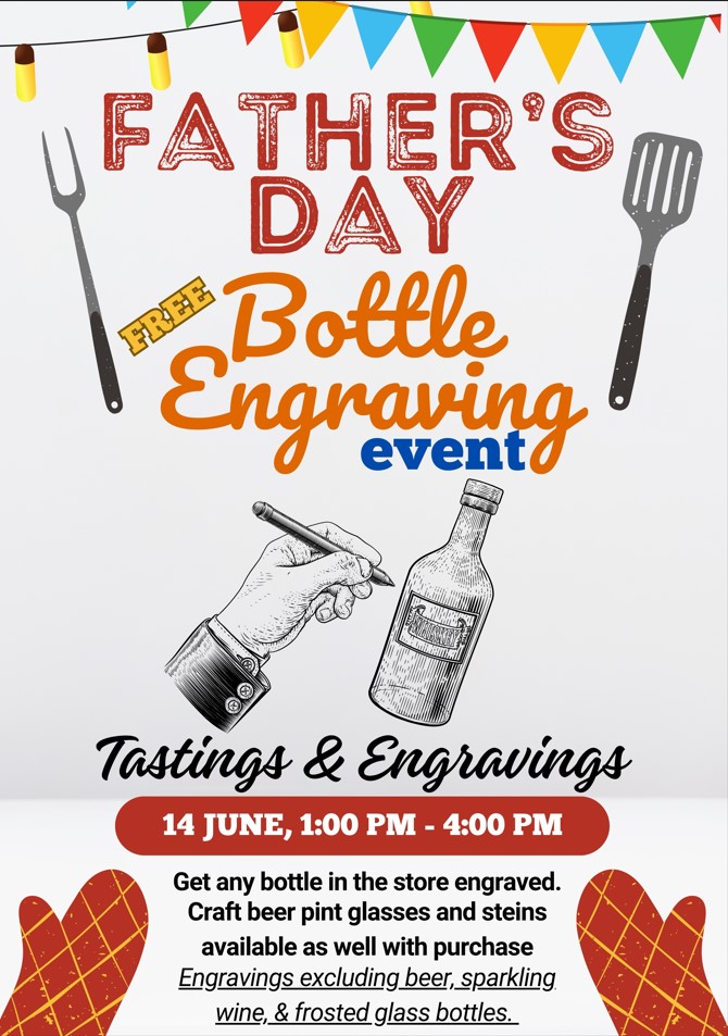 Celebrate Dad with Free Bottle Engraving at Mt.Airy Liquors on June 14! icon