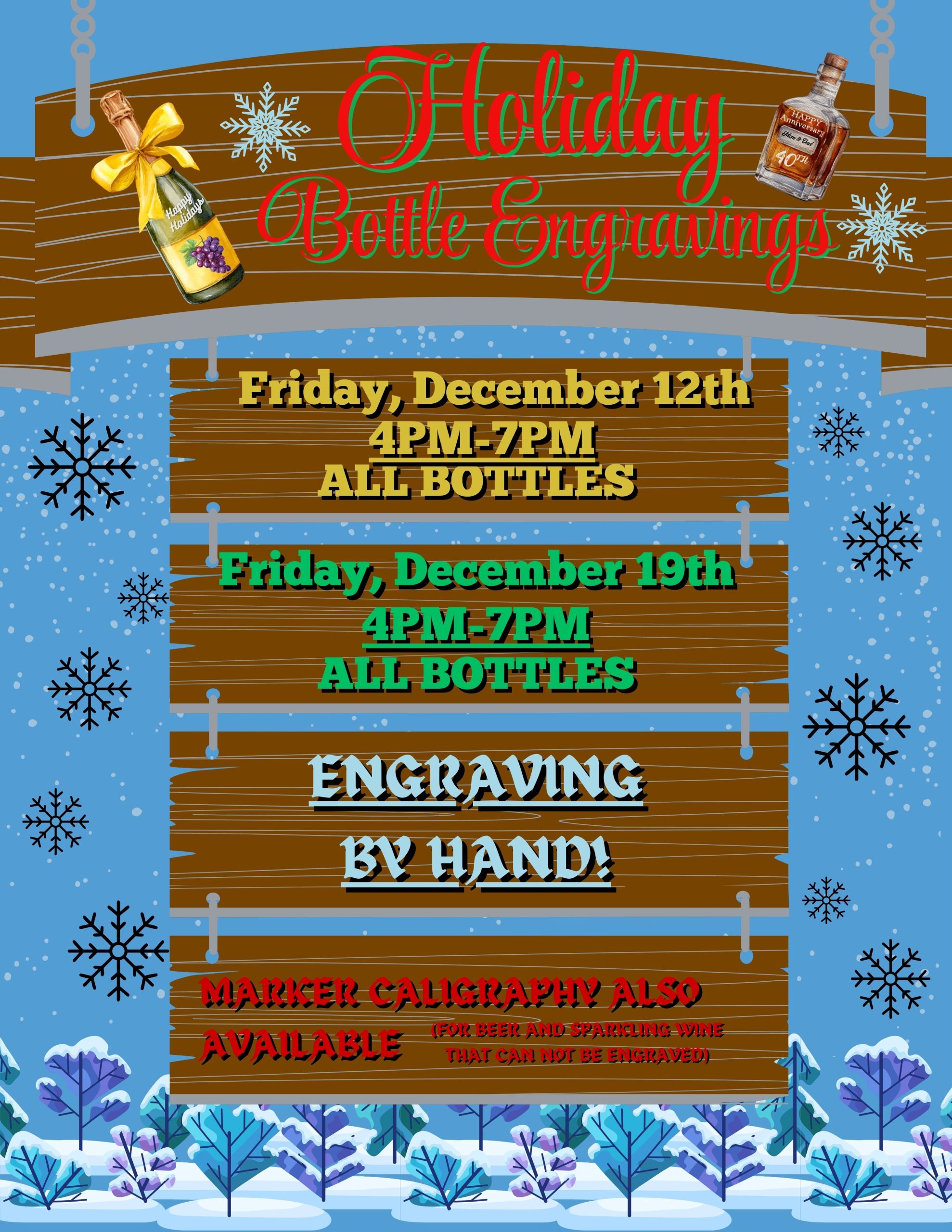 Stop by Mt. Airy Liquors for Holiday Bottle Engravings – Two Dates Only! icon