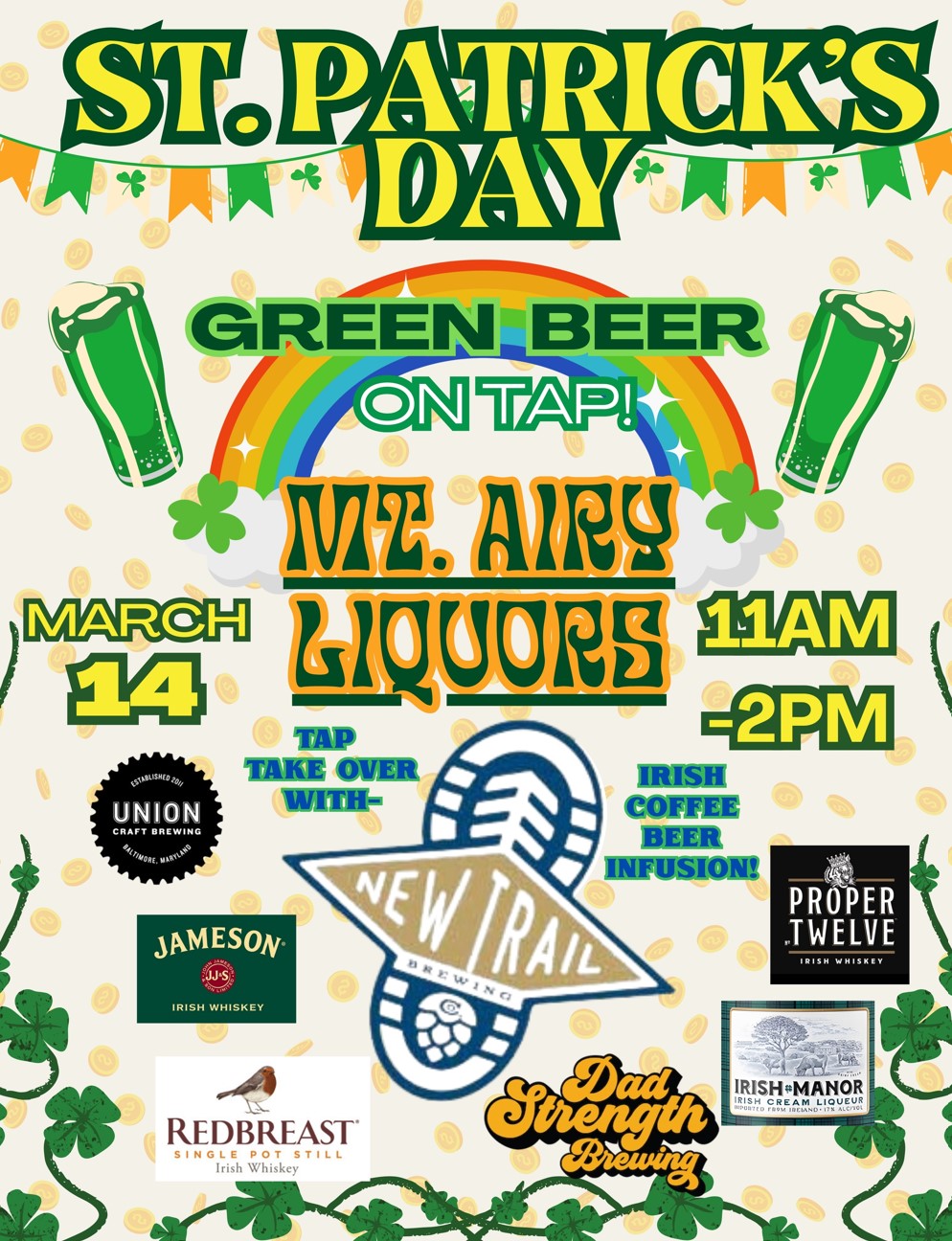 St. Patrick’s Day Kickoff at Mt. Airy Liquors – Saturday, March 14! icon